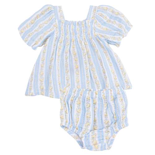 Angel Dear Odalys Floral Stripe Puff Sleeve Girls Dress with Bloomer – Howdy House Kids