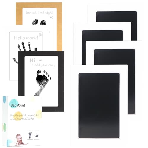 BabyQunt Inkless Baby Hand and Footprint Kit,Clean-Touch Ink Pad Kit,Safe No Mess Printing Infant Hand Foot Stamp,4 Pack Newborn Inkless Print Pads Best Keepsake or Gifts for Family