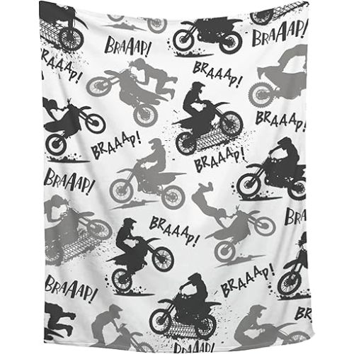 Dirt Bike Blanket Gifts,Ultra Soft Motorbike Throw Blanket| Gifts for Extreme Sports Motorcycle Lover,Motorcycle Blanket Decor for Sofa Bed Couch for All Season,40"x30"-Baby/Toddler Size