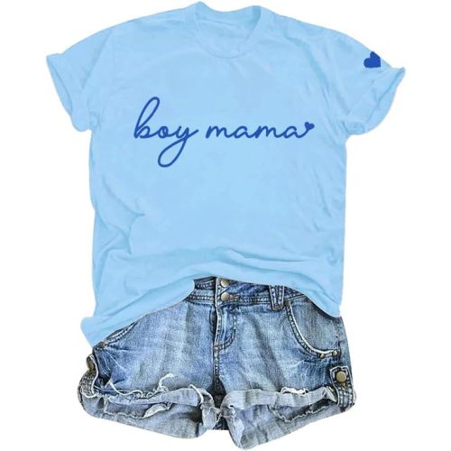 Tewmeu Mama Shirts for Women Boy Mom Shirt Girl Mama Tshirt Mom Era Gift