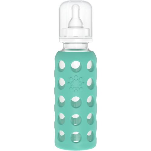 Lifefactory 9-Ounce Glass Baby Bottle with Stage 2 Nipple and Protective Silicone Sleeve Kale (LF110018C4)