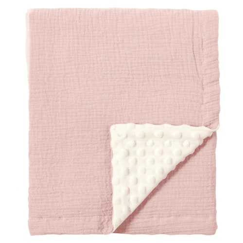 CREVENT 30''X40'' Organic Muslin Cotton Baby Blanket for Newborns, Soft Mink Backing, Essential for Baby Shower Birthday Gift - Pink 75X100cm