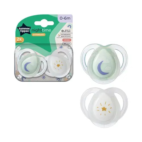 Tommee Tippee Soother - Night Time 0-6M 2 Pack - Assorted | Baby Bunting AU