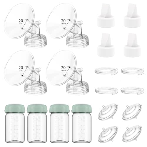 4 Full Pump Parts Kits for Spectra S1/S2/9 Plus/Synergy Gold, Replacement Kit for Spectra Pump Parts 4PC,Include 20mm Flange, Duckbill Valve, Tube, Bottle, Backflow Protector, Not Original Accessories