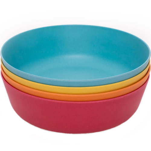 WeeSprout Bamboo Kids Bowls, Set of Four Kid-Sized Dinnerware, Cereal, Leftovers & Snack Bowl