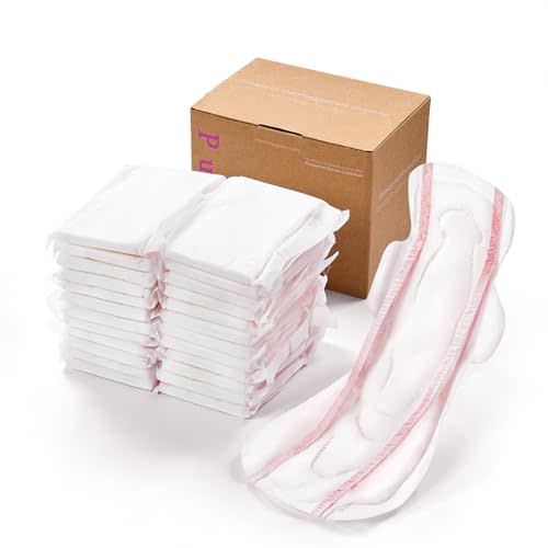 PurComfy Premium Postpartum Pads with Wings, 24 Count | Heavy Flow, Maximum Absorbency, Ultra Soft, Secure Leak Protection