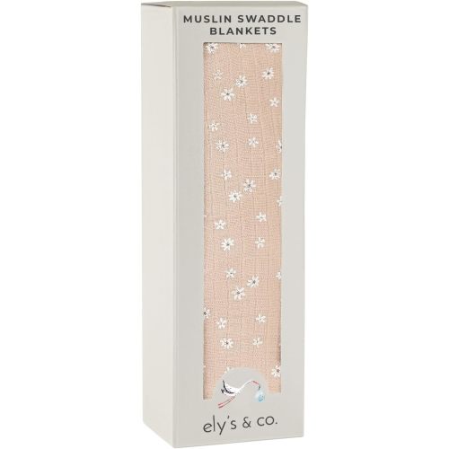 Ely's & Co. Cotton Muslin Swaddle Blanket 1-Pack — 100% Cotton Muslin Extra-Large Swaddle Blankets (47” x 47”) Printed (Pink Ditsy Flower)