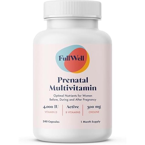 FullWell Women's Prenatal Multivitamin - Healthy Pregnancy Support - Contains Choline & Folate - Supports Fetal Growth & Brain Development* - 240 Count (30 Servings)