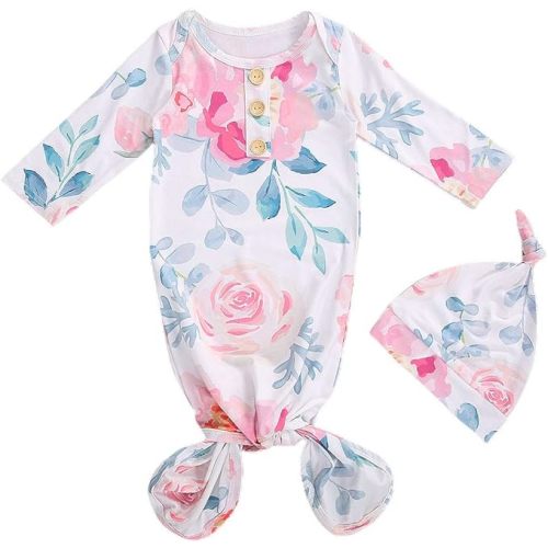 Infant Newborn Baby Girls Floral Sleep Gown Headband Sleepwear Romper Sleeping Bags Outfits