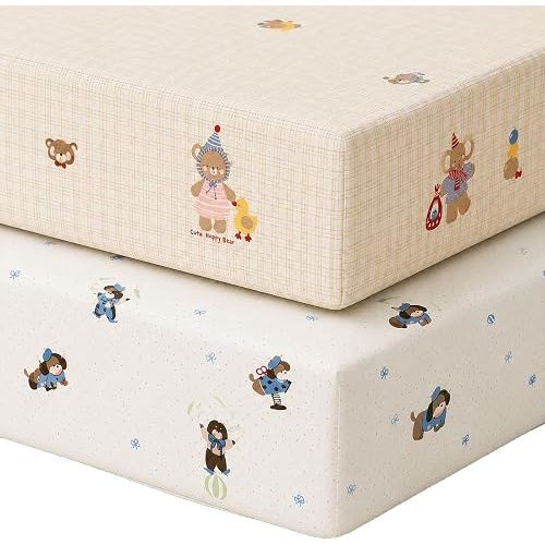 Baby Crib Sheets for Boys Girls, Super Soft Breathable Fitted Crib Sheet, 2 Pack Crib Mattress Sheet for Standard Crib and Toddler Mattress, 52" x 28"