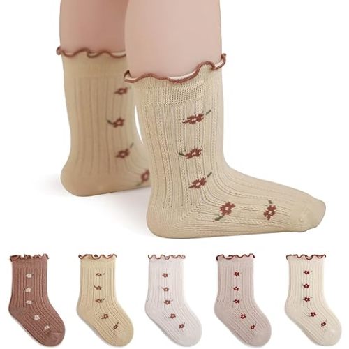 Toddler Ruffle Baby Girls Socks Cute Princess Knit Cotton Lace Top Frilly Infant White Dress Socks