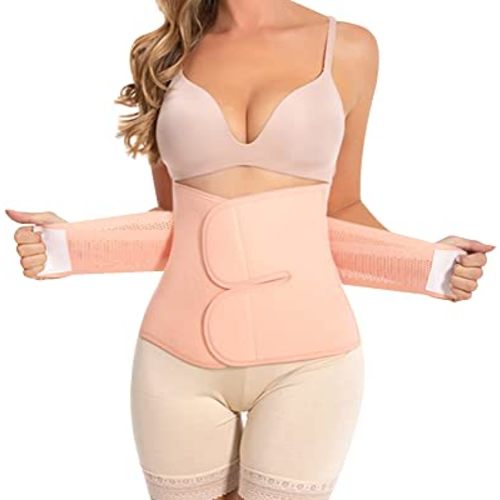 Trendyline Postpartum Essentials: Postpartum Belly Band - C Section Postpartum Belly Wrap - Recovery Belly Support Abdominal Binder Post Surgery Girdle Pink