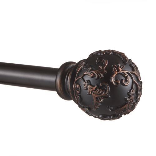 Exclusive Home Vine 36-in to 72-in Matte bronze Iron Single Curtain Rod with Finials