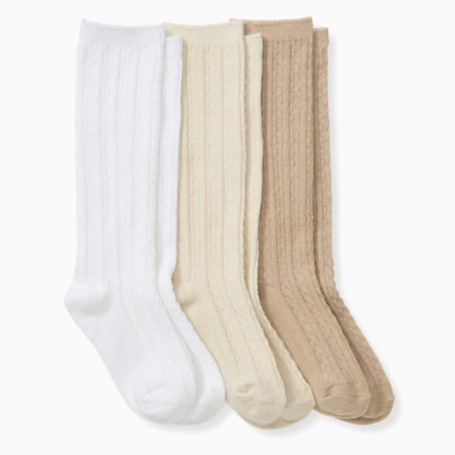 Organic Cotton Cable Knit Knee High Socks 3 Pack – Burt's Bees Baby