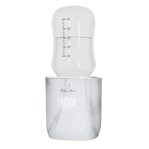 Baby's Brew Portable Bottle Warmer – Cordless Baby Bottle Warmer for Breastmilk & Formula, Rechargeable Travel Milk Warmer, Leak-Proof, Compact, White, Adapter Not Included
