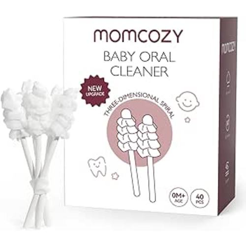 Momcozy Baby Tongue Cleaner Gauze, Baby Toothbrush Disposable Oral Cleaner, Toddler Tooth Brush for Tooth Mouth Gum Clean, Infant Toothbrush Oral Cleaning Stick, Baby Oral Cleaner Newborn, 40 Count