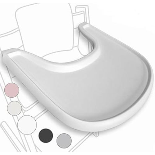 High Chair Tray Compatible with Stokke Tripp Trapp Chair – Matte White – NO Suction Plate Feature – Ergonomic Curved Design – BPA-Free, Easy to Assemble