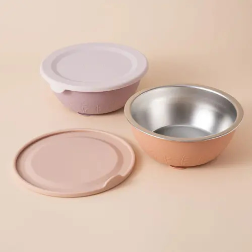 Stainless Steel Silicone Suction Bowl - 13 oz - Muted/Soft Lilac