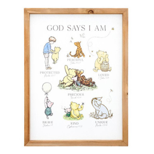 Pooh Bear Framed Linen - God Says I Am - [Consumer]P.Graham Dunn