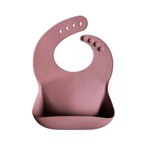 mushie Silicone Baby Bib | Adjustable Fit Waterproof Bibs (Dusty Rose)