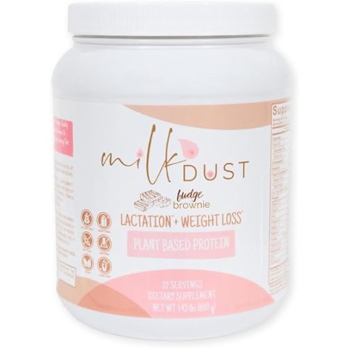 Lactation Protein Powder for Breastfeeding Moms, 16g Protein, Vegan Pea Protein, Dairy-Free, Supports Milk Supply & Energy, Fudge Brownie, 660g, 22 Servings