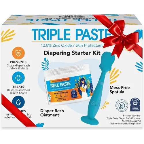 Triple Paste Diaper Rash Cream for Baby & Baby Spatula Bundle - 8 oz Zinc Oxide Ointment and Spatula Treatment, Soothe and Prevent Rash with a Pediatrician-Recommended Hypoallergenic Formula