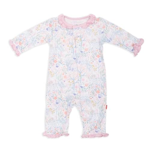 Magnetic Me Classic Magnetic Coveralls | Silky Soft Modal Fabric | Pixie Pink Ruffle | 6-9 Months