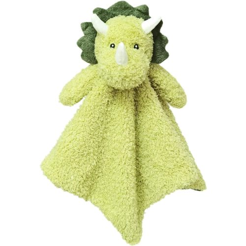 Baby Green Triceratops Soft Stuffed Animal Security Blanket, Plush Dinosaur Character Lovey Blanket, Baby Shower/Nursery Gift, Newborn Infant Toddler Snuggle Blankie for Kids, 14 Inches