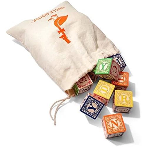 Uncle Goose Classic ABC Blocks with Canvas Bag - Made in USA