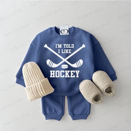 MiniOlie I'M TOLD I LIKE HOCKEY Baby Sweatsuit 2-piece Set