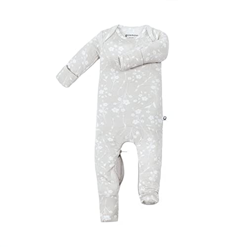 GUNAMUNA Convertible Baby Footie Pajamas, 2-in-1 Romper with Diaper-ZiP, Fold-Over Mittens & Cuffs
