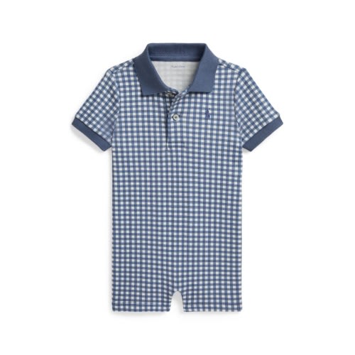 Gingham Cotton Polo Shortall, 6M
