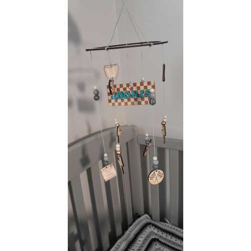Personalized Motocross Baby Mobile | Handmade Wooden Crib Decor for Dirt Bike Nursery | Custom Baby Name Sign
