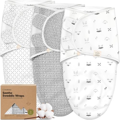 KeaBabies 3-Pack Organic Baby Swaddle Sleep Sacks - Swaddles for Newborns, Infant 0-3 Months, Baby Girls, Boys, Soft & Snug Newborn Sleep Sack, Nursery Swaddling Blankets (Nordic, OS)
