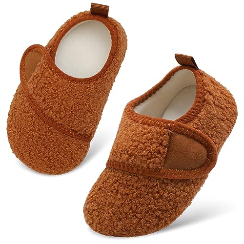Scurtain Toddler Warm Winter House Slippers Baby Boys Girls Indoor Home Slippers Cozy Lightweight Non-Slip Shoes For Infant Kids Plush Linned