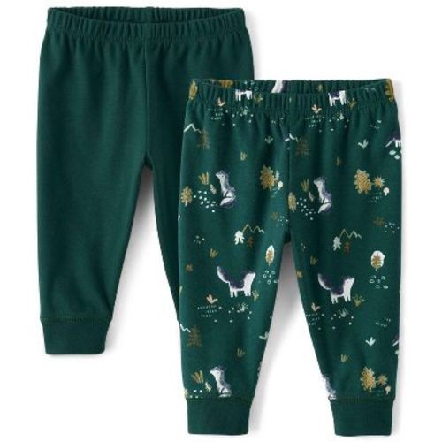 The Children's Place Baby Boys Wolf Pants 2-Pack Green 3-6 M