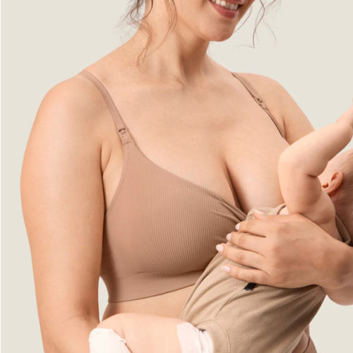 MOMANDA Women's Ribbed Scoop Nursing Bralette