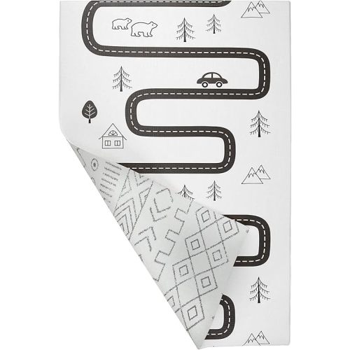 Baby Care Play Mat (Medium, Nordic Trails - Tribal) 73’’ x 49’’ Original One-Piece Reversible Rollable Waterproof Firm PVC Play Mat for Infants, Babies, Toddler, and Kids