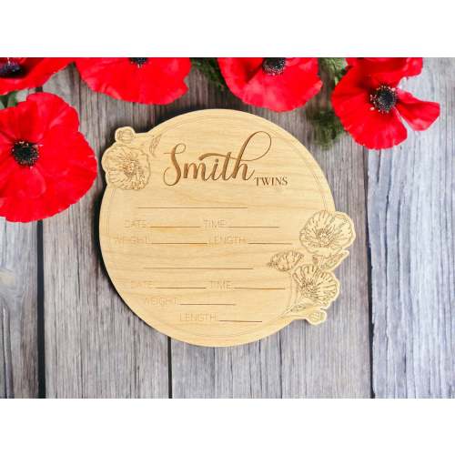 Poppies Twins Announcement Sign