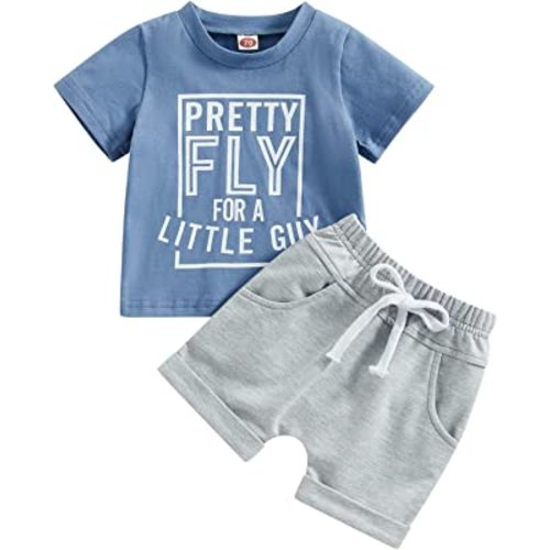 Toddler Baby Boy Summer Outfit Short Sleeve Letter Print T Shirt Top and Casual Shorts Set Cute Infant Newborn Clothes