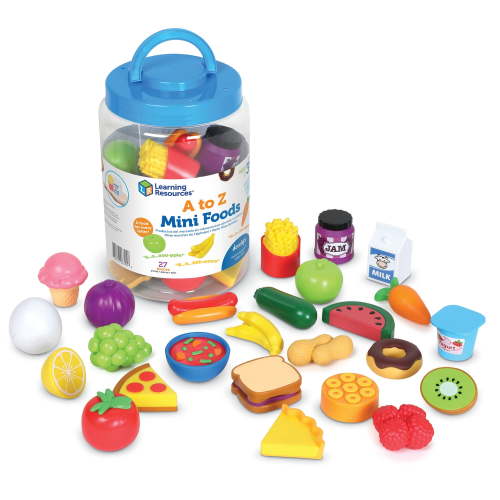 Learning Resources A to Z Mini Foods, Play Kitchen, Montessori Toys for Kids, Ages 3