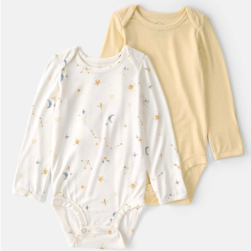 Baby 2-Pack Constellation PurelySoft Bodysuits - Yellow/Cream | Carter's