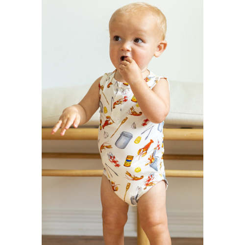 Crawfish Boil Bamboo Henley Onesie with Snaps