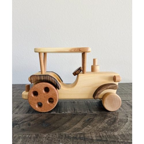 Handmade wooden Tractor with trailer - OakPineToys