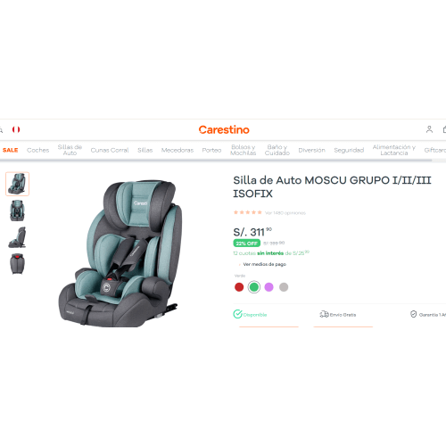 Silla de Auto MOSCU GRUPO I/II/III ISOFIX