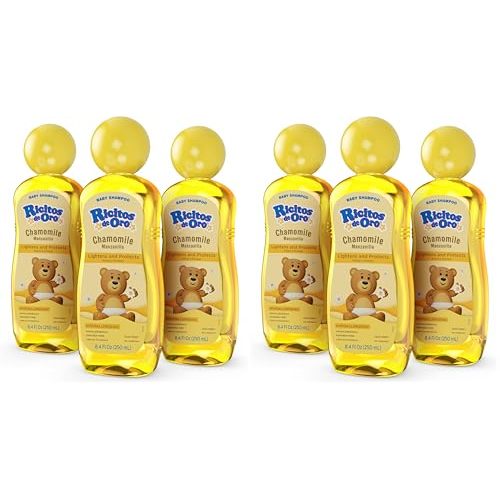 Ricitos de Oro Baby Shampoo with Chamomile – Gentle and Tear-Free Formula for Babies and Kids,Natural Lightening-and Soft Conditioning Hair Care,Paraben-Free,Safe Daily Use,8.4 fl oz,(Pack of 6)