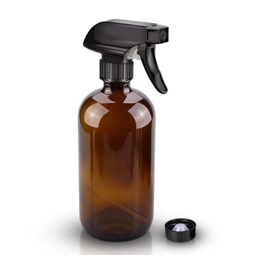 Amber Glass Spray Bottle, 16 oz Glass Spray Bottles for Cleaning Solutions and Essential Oils, Refillable Empty Spray Bottle with Adjustable Nozzles for Alcohol, Plant and Hair Care (1 Pack)