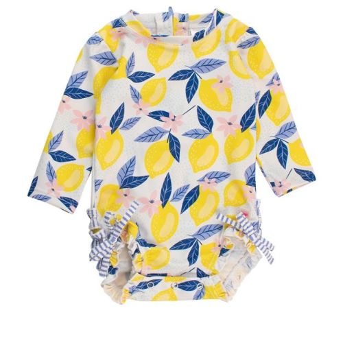 RuffleButts Baby/Toddler Girls UPF50+ Long Sleeve One Piece Rash Guard