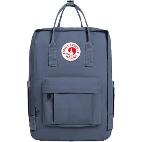 KALIDI Casual Laptop Backpack 15 Inches Classic Camping Rucksack Travel Outdoor Square Daypack College Hiking Gym Bag, Grey Blue