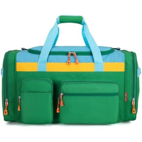 HawLander Large Kids Duffle Bag for Travel, Overnight, or Weekender, 20" inch (Green Yellow)